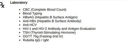 Labs for pregnant women