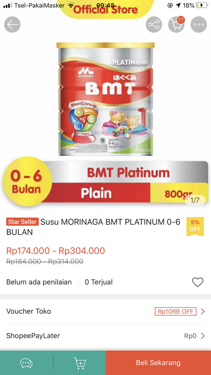 Di jual susu formula morinaga platinum 0-6 bulan
