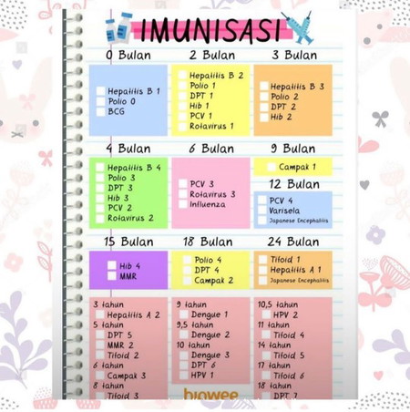 Jadwal Pemberian Vaksin / Imunisasi