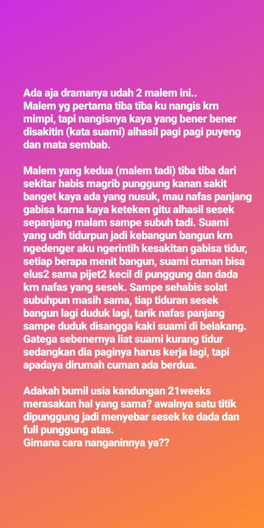 Nafas sesek & susah tidur