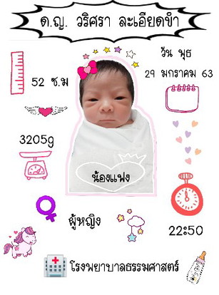 ป้ายประวัติเด็กแรกเกิด