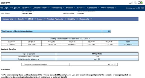 SSS Maternity full claim benefit