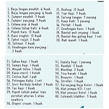 Perlengkapan baby baru lahir