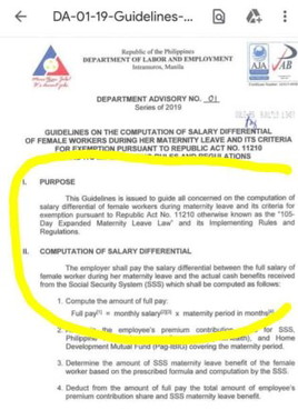 Salary differential under the new maternity law