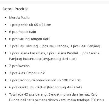 perlengkapan baru lahir