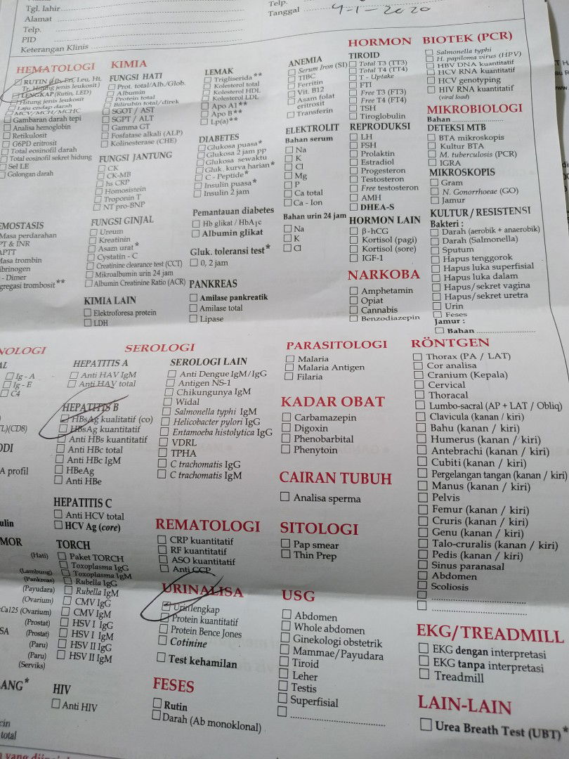 Cek Laboratorium