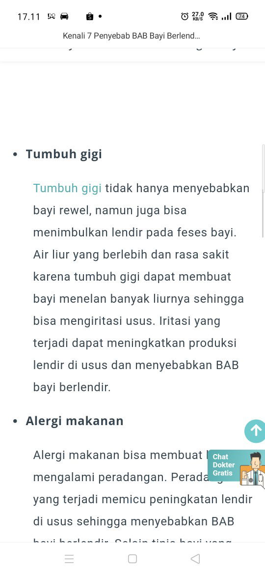 feses bayi berlendir