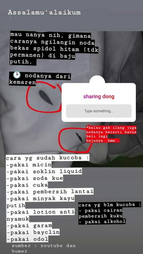 noda bekas tinta spidol (bukan permanen)