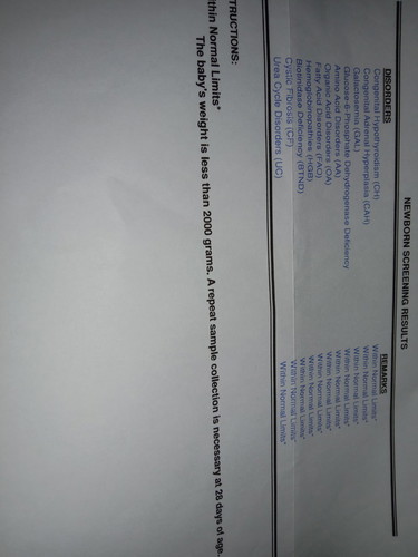 newborn screening result
