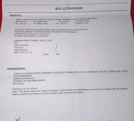 32 weeks: BPS with Placental Localization
