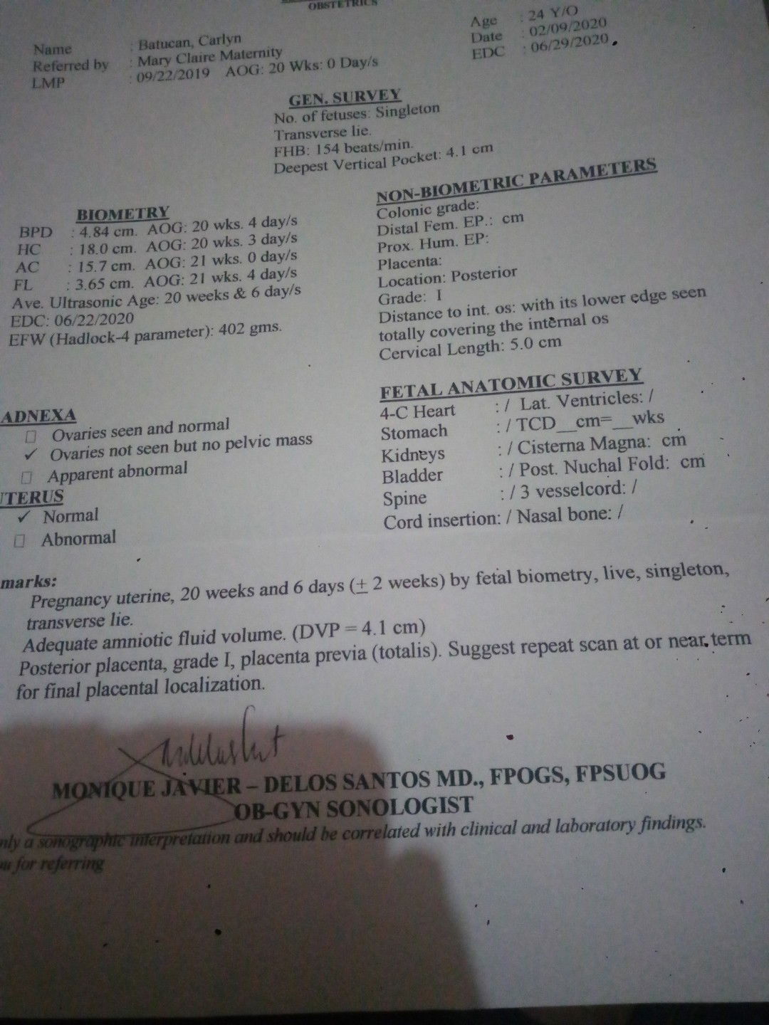 placenta previa totalis 20 weeks pregnant