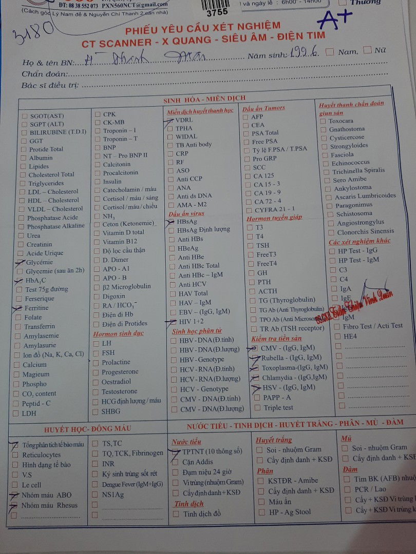 Xét nghiệm máu và nước tiểu Thai 10 tuần