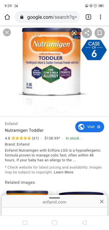 nutramigen milk 9-36 moths