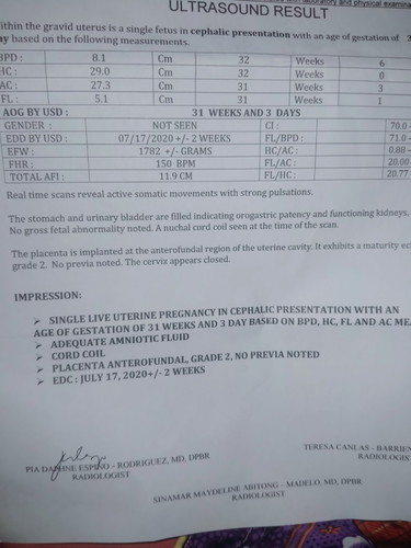 ultrasound result ..