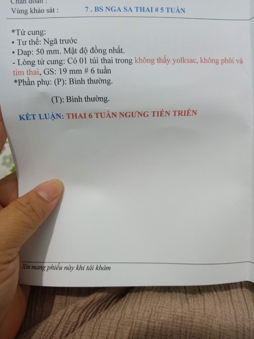 Thai ngưng tiến triển