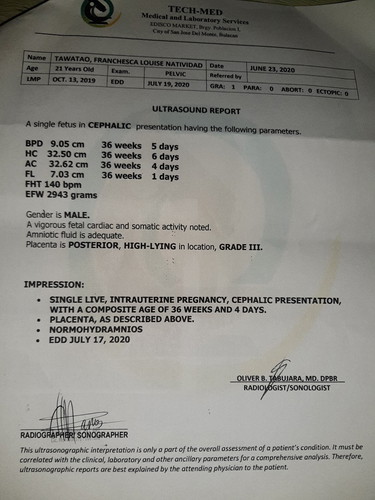 ULTRASOUND RESULT