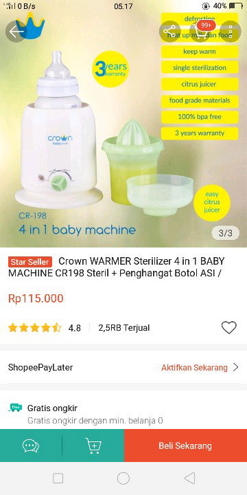 mesin penghangat susu dan steril botol