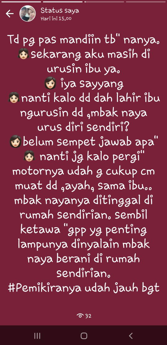 harus extra jaga hati si kk biar pas ddnya lahir g cemburu...