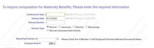 SssPortal Maternity leave