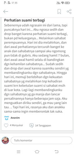 masih ingat saya? yg suaminya lebih perhatian ke sohib perempuannya daripada istrinya?
