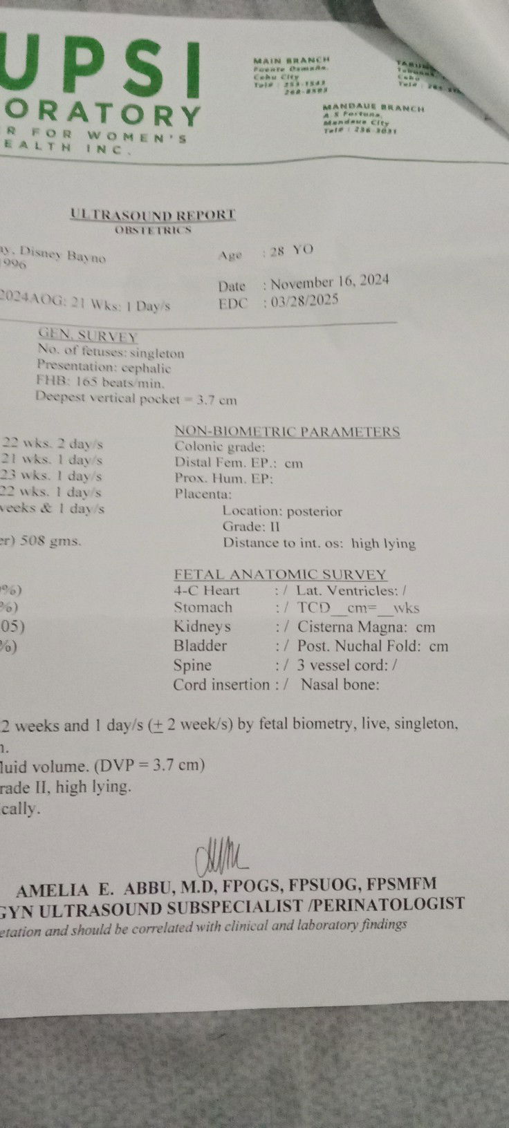 Hello po ano po ba ang ibig sabihin ng result ng Fetal Anatomy Survey ko po? Normal lang po ba? TY