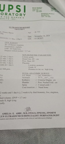 Hello po ano po ba ang ibig sabihin ng result ng Fetal Anatomy Survey ko po? Normal lang po ba? TY
