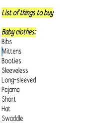 Things to buy: First time mom.