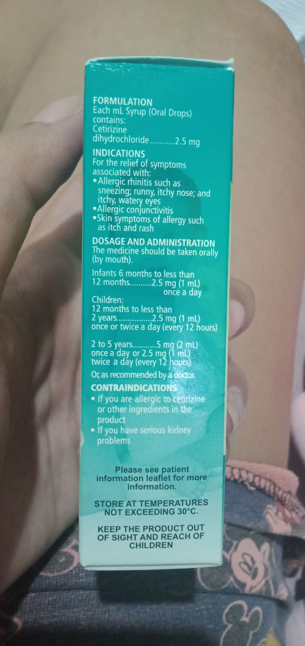 Cetirizine drops for 3months baby