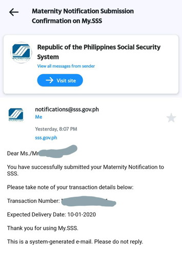 SSS MAT NOTIFICATION