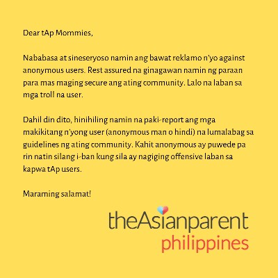 Dear tAp mommies!