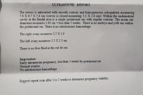 NO EMBRYO & YOLK SAC @ LESS THAN 5 WEEKS