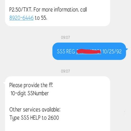 Sss text registration