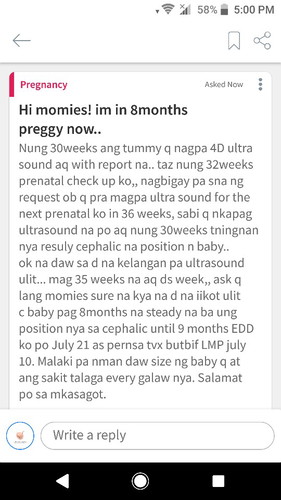 Hi momies im 8months preggy now by ds week on tuesday mag 35weeks na tummy ko..ask q lang po.
