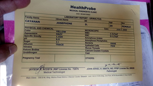 Lab test result..