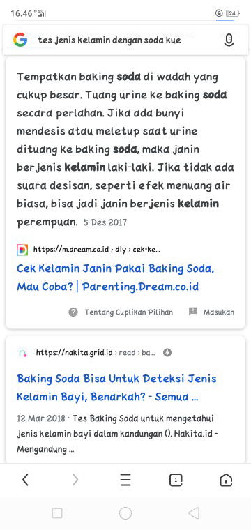 tes jenis kelamin pake soda kue