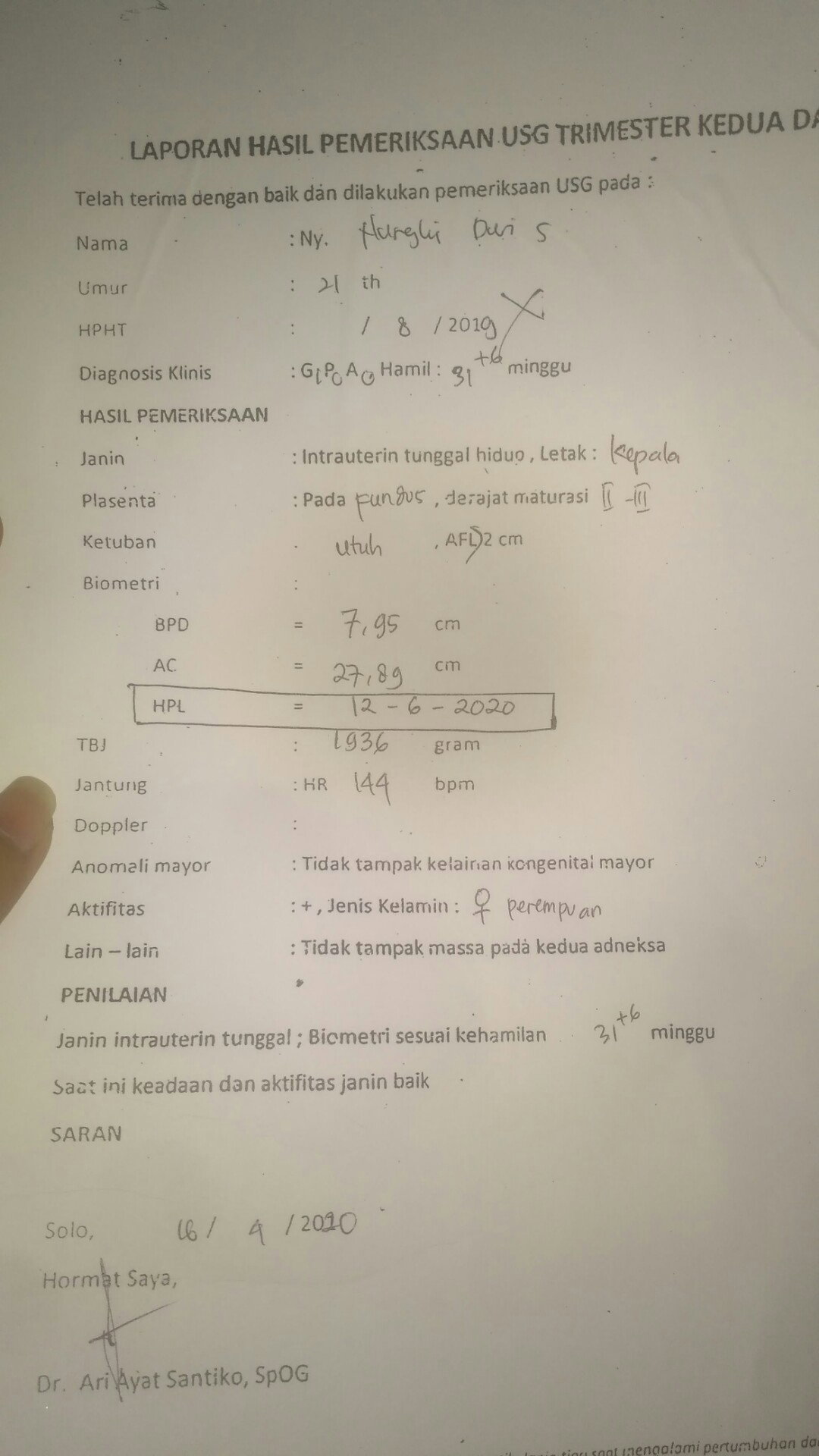 keterangan dri dkter