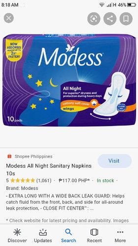 modess allnight with wings and whisper overnight extra long