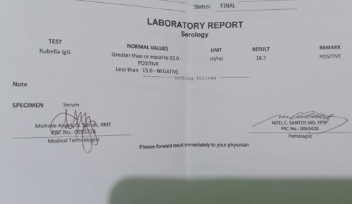 rubella positive..
