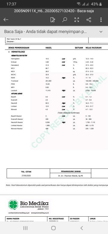 HB TURUN, INFEKSI SALURAN KENCING, TENSI