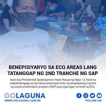 ECQ area padin for 2nd tranche ng SAP