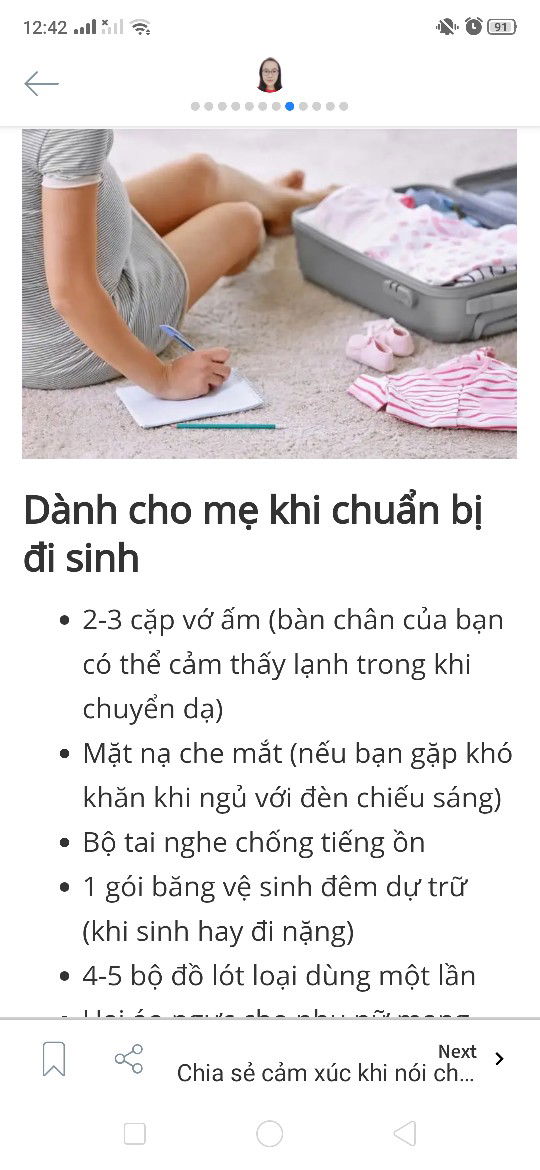 chuẩn bị đồ đi sinh
