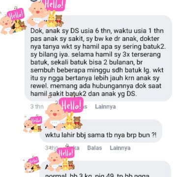 batuk selama kehamilan apa mempengaruhi anak menjadi DS?
