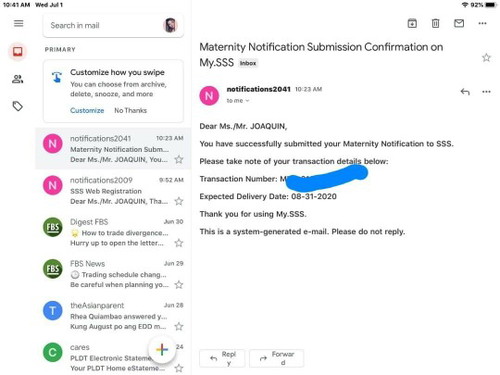 sss maternity