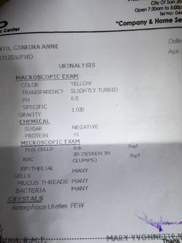 Blood test at urinalysis