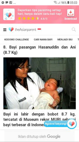 bayi  lahir di usia kandungan 6 bln dengan bb 3kg