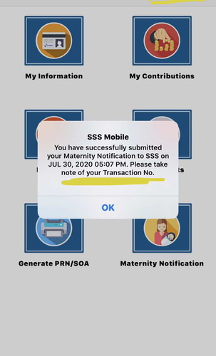 SSS maternity notification
