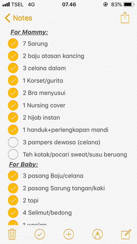 Persiapan persalinan HPL 9 okt.