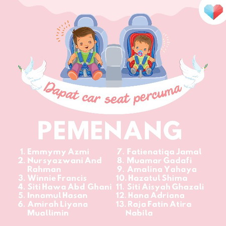 PEMENANG CAR SEAT PERCUMA!