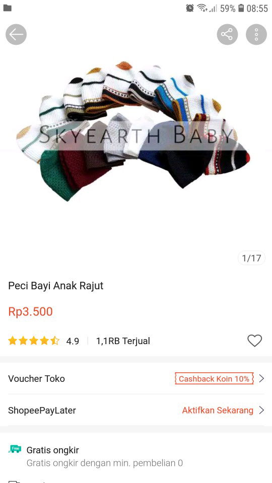 Peci Bayi Rajut 3500/pcs