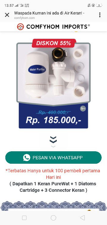 water purifier  (alat penjernih air)